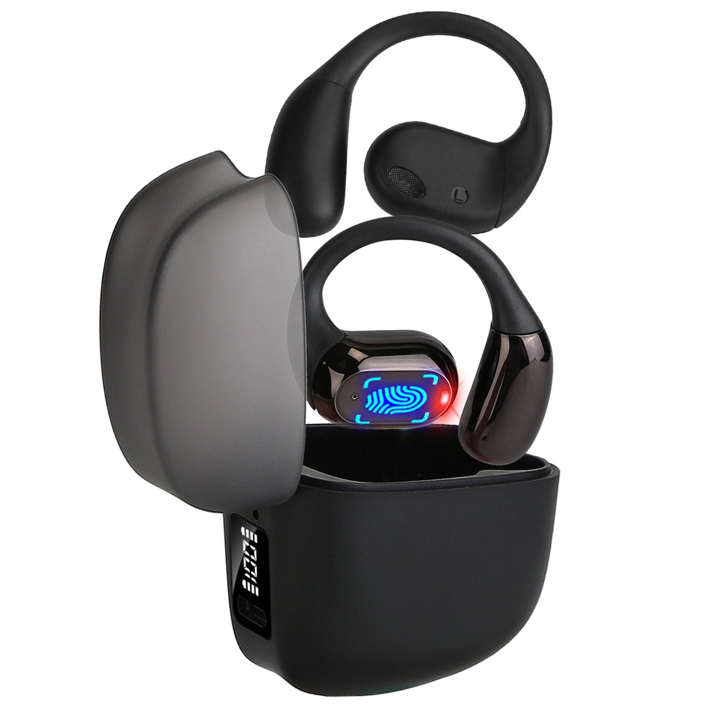 1 Set Wireless V5.4 Open Ear Earbuds With Earhook LED Display Charging Case IPX5 Waterproof 300Hrs Standby Time Touch Control Stereo Sport Headphones For Workout Running