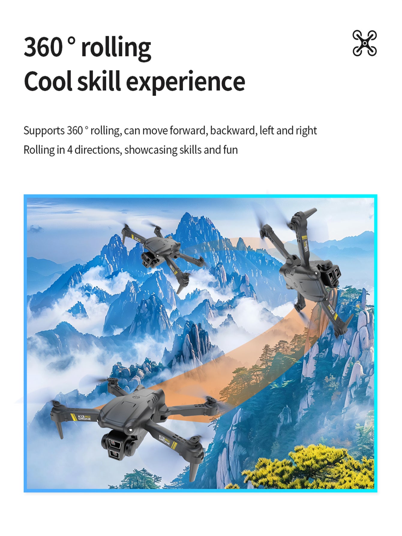 TheK13 Smart Camera Drone With 2 Batteries Features Real-time Image Transmission From A Single Camera. It Has One-click Touch And Landing Functions. This Is A Foldable Remote-controlled Drone Toy, Ma