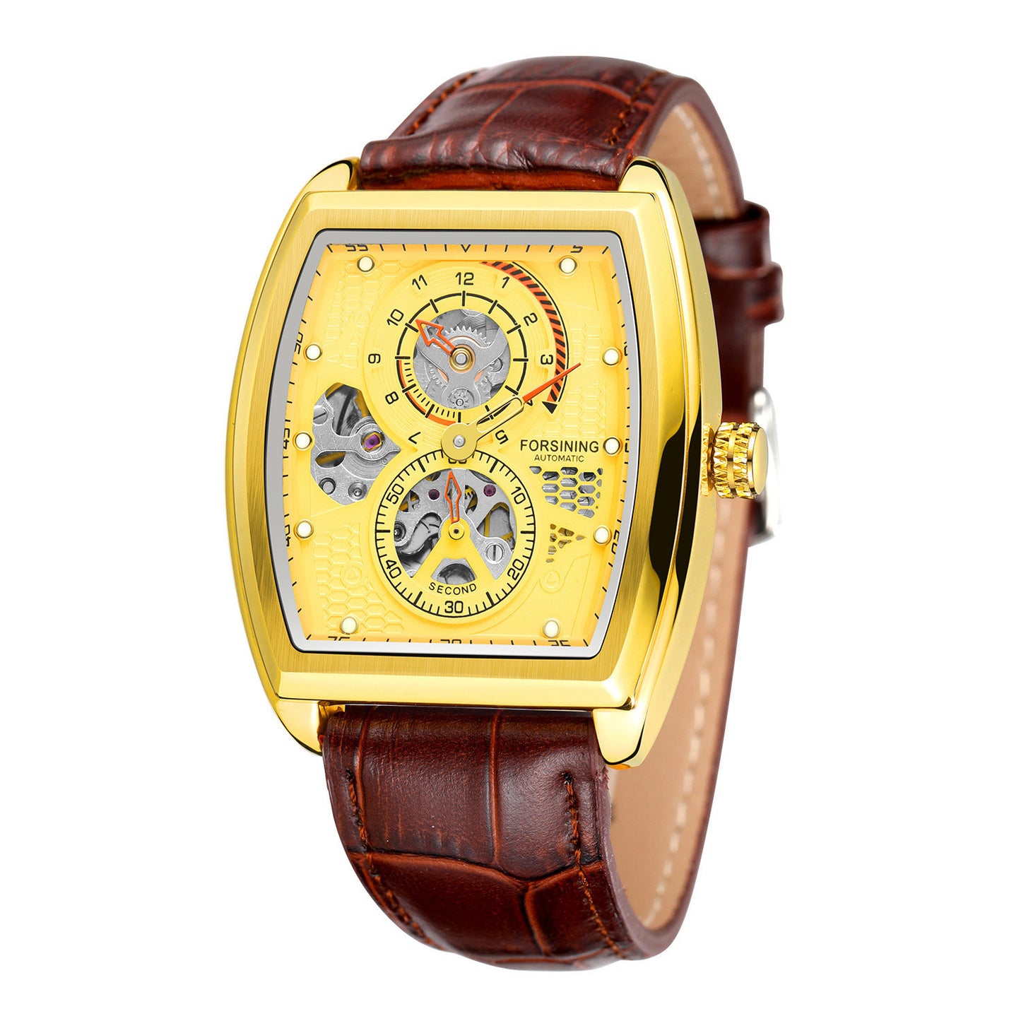 Men'S Fashion Casual Square Hollow Mechanical Watch Automatic Mechanical Watch