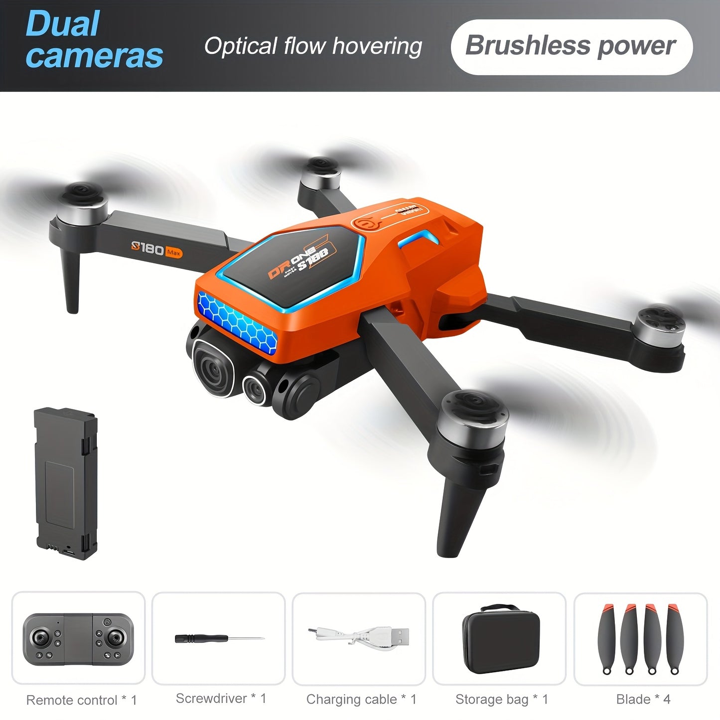 S180 Max Brushless Racing Drone 4k Camera HD Obstacle Avoidance WIFI FPV Quadcopter Optical Flow Positioning Radio Control Toy