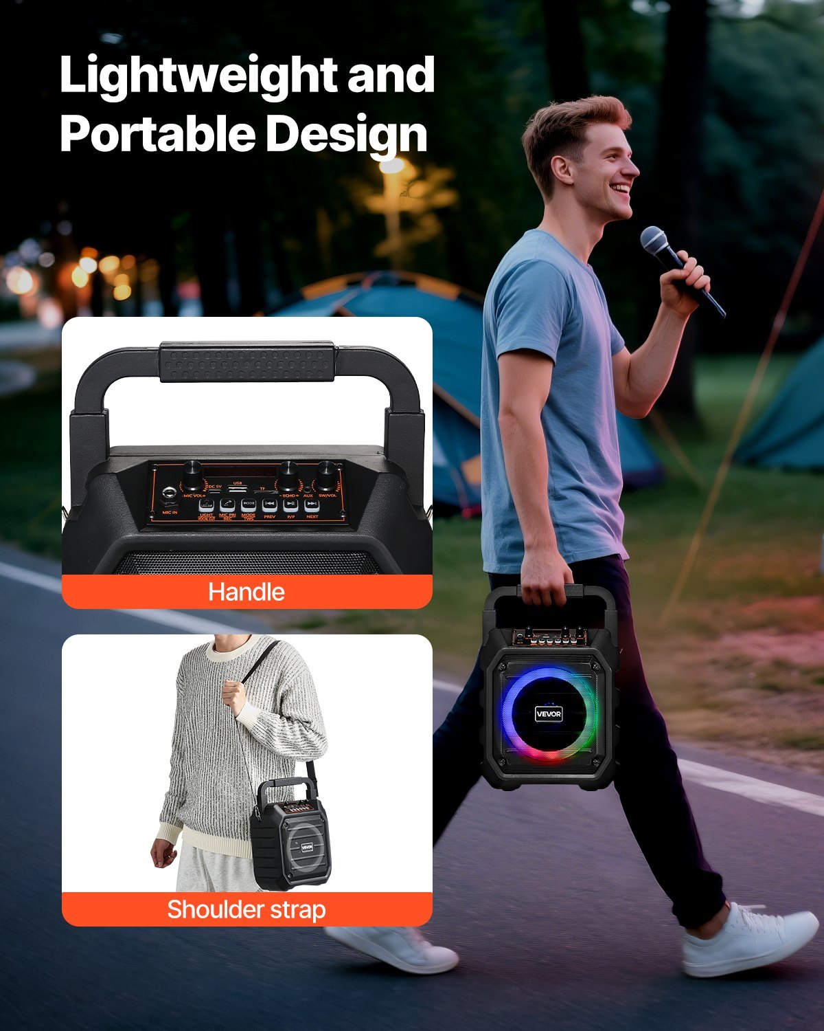 Karaoke Machine For Adults 6.5 In Portable Bluetooth Speaker With 2 Wireless Mic