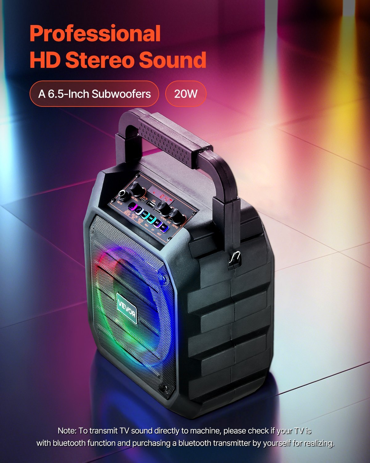 Karaoke Machine For Adults 6.5 In Portable Bluetooth Speaker With 2 Wireless Mic